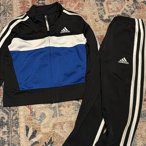 adidas Black, Blue & White Colorblock Track Jacket and Pants